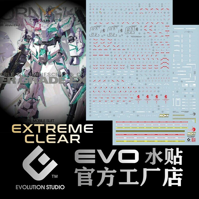 EVO 모델 데칼 워터 슬라이드 데칼 도구, 1/100 MGEX 유니콘 Ver.Ka 형광 스티커 모델 장난감 디테일업 액세서리
