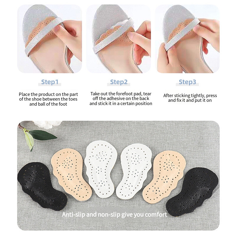 Summer Sandals Feet Pads Comfortable Genuine leather Half Insoles Women Shoes Pads Foot Care Products Forefoot Non-slip Cushion