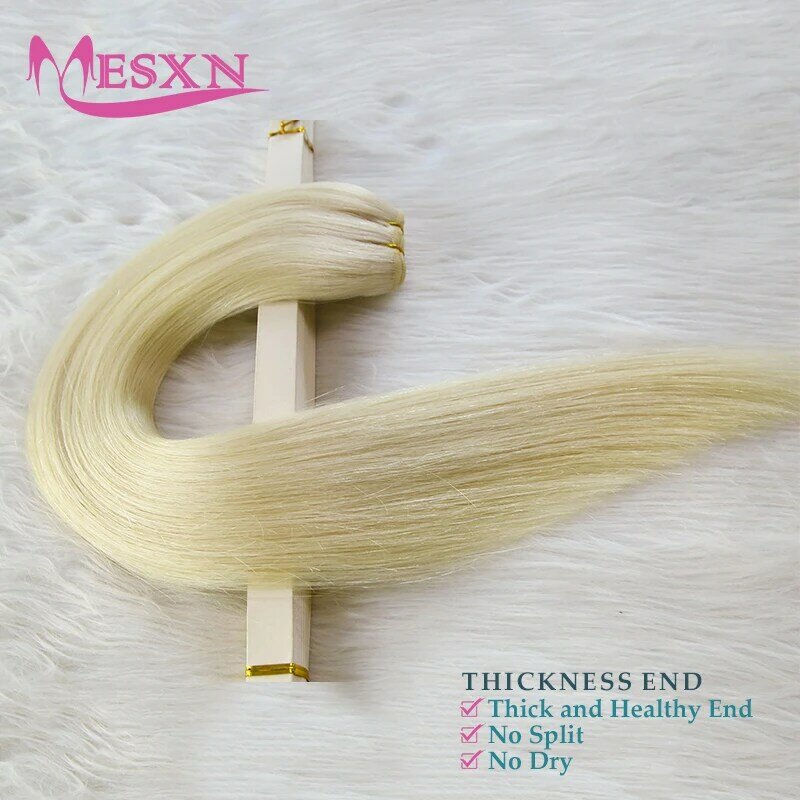 MESXN Straight Human Hair Weft Bundles European Remy Natural Human Hair Extension  14"-24" Can Curly Hair Weaves Blonde