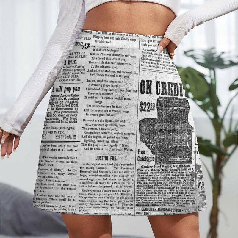 Minifalda de columna de periódico Retro Vintage para mujer, faldas cortas coreanas de verano