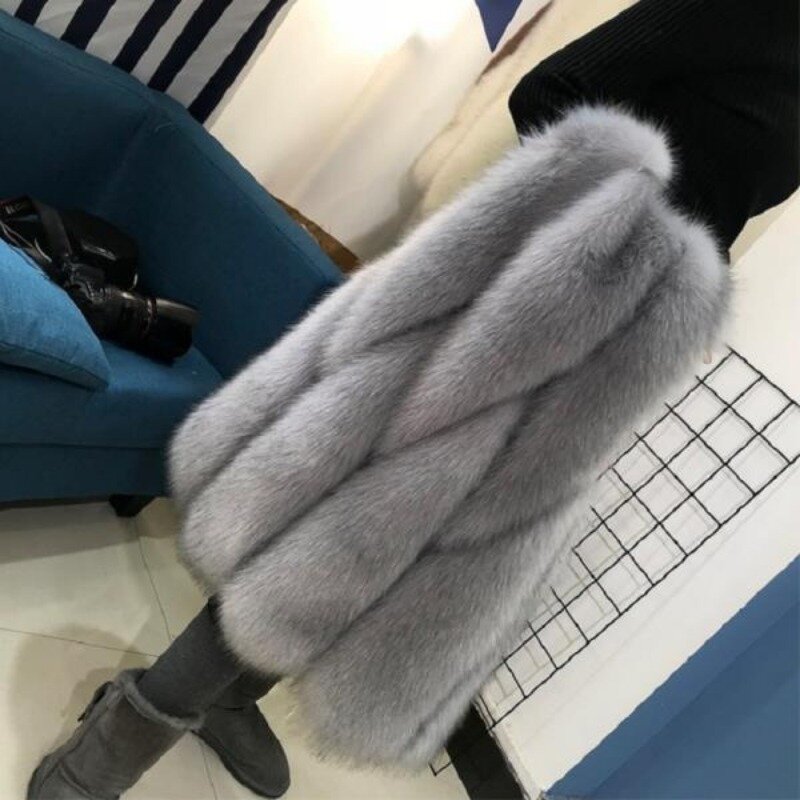 2023 musim gugur musim dingin baru wanita Faux Fox bulu mantel setengah panjang rompi modis kasual wanita tetap hangat temperamen pakaian luar