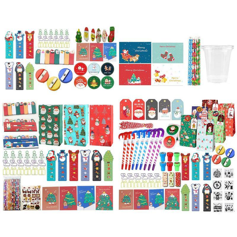 학생용 크리스마스 문구 선물, 유치원 문구 용품, 여러 가지 색상, 어린이 문구 선물 상자