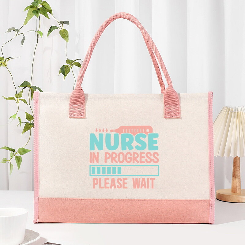 Nurse's Day Colorful Printed Fashion Canvas Women's Handbag Large Capacity One Shoulder Casual Beach Bag Interior Waterproof