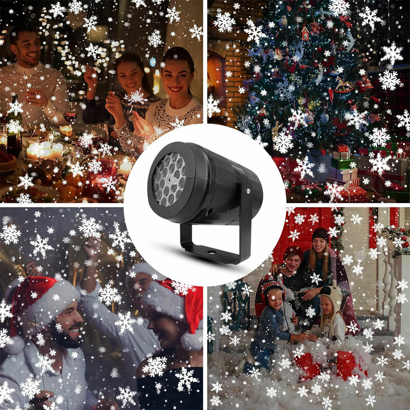 Proyektor LED kepingan salju, daya USB lampu Peri Natal berputar lampu proyeksi kepingan salju dinamis dekorasi pesta pernikahan Natal