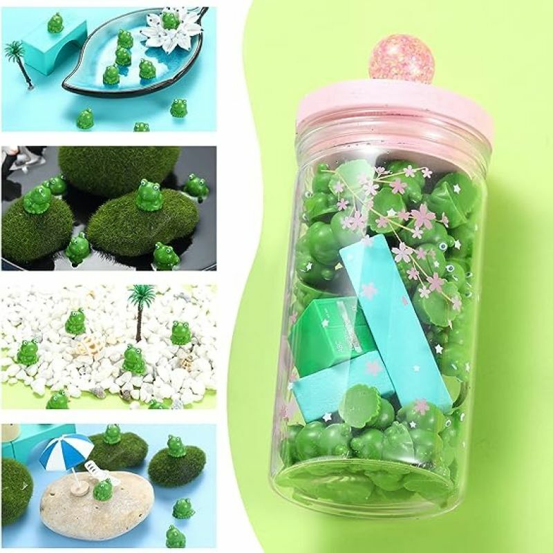 Mini Figurinhas De Sapo Verde, Decoração De Jardim De Fadas, Pequeno Plástico, Decoração De Casa Em Miniatura, 50 Pcs