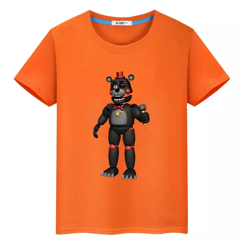 FNAF boy Summer 100%Cotton Short T-shirt y2k one piece pride tshirt Anime Tees Cartoon Bear Rabbit Print Tops kids clothes girls