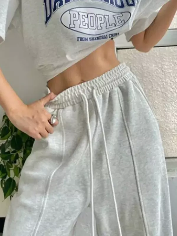Deeptown Vintage Y2k celana jogging longgar Sweatpants wanita ukuran besar Fashion Korea celana olahraga Harajuku Streetwear celana panjang Gyaru