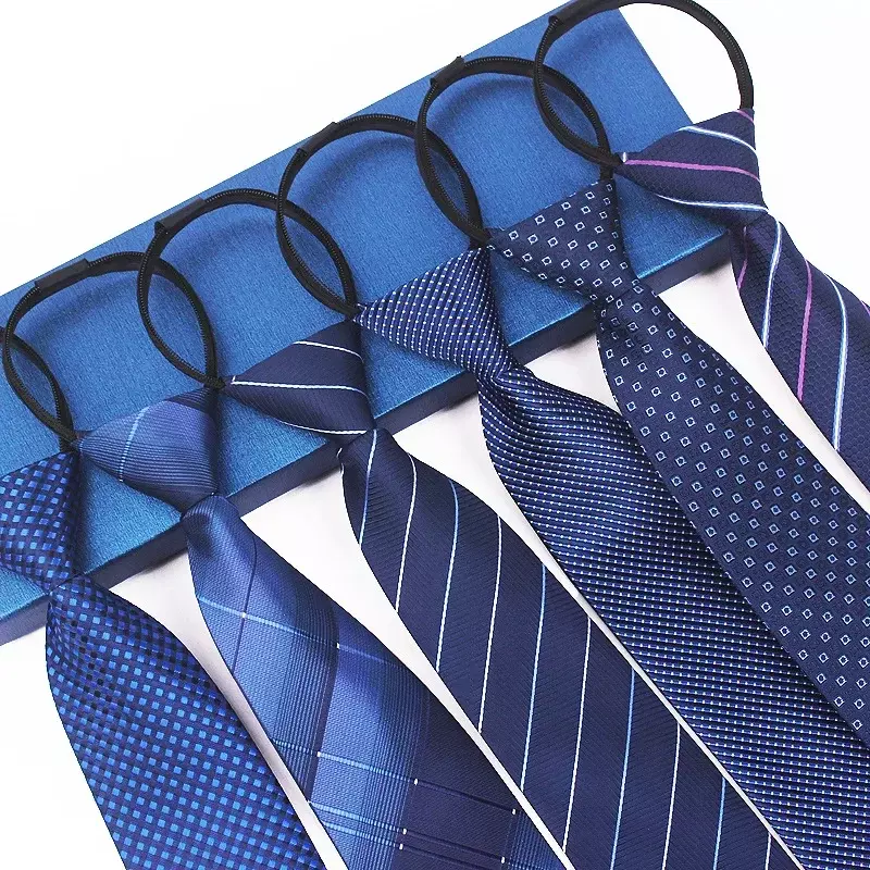 Męski krawat na suwak leniwy krawat moda solidne 7cm krawaty biznesowe dla mężczyzny chusteczka muszka męskie akcesoria koszula ślubna