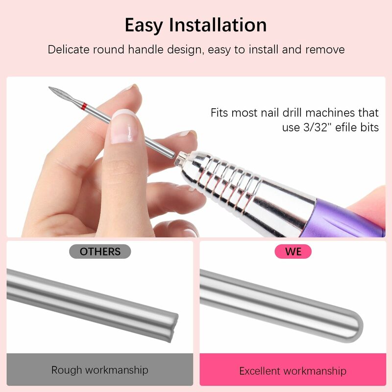 Flame Shape Cuticle Drill Bits for Nails Diamond 3/32” Professional Safety Cuticle Clean Drill Bit for Dead Skin Manicure Tools