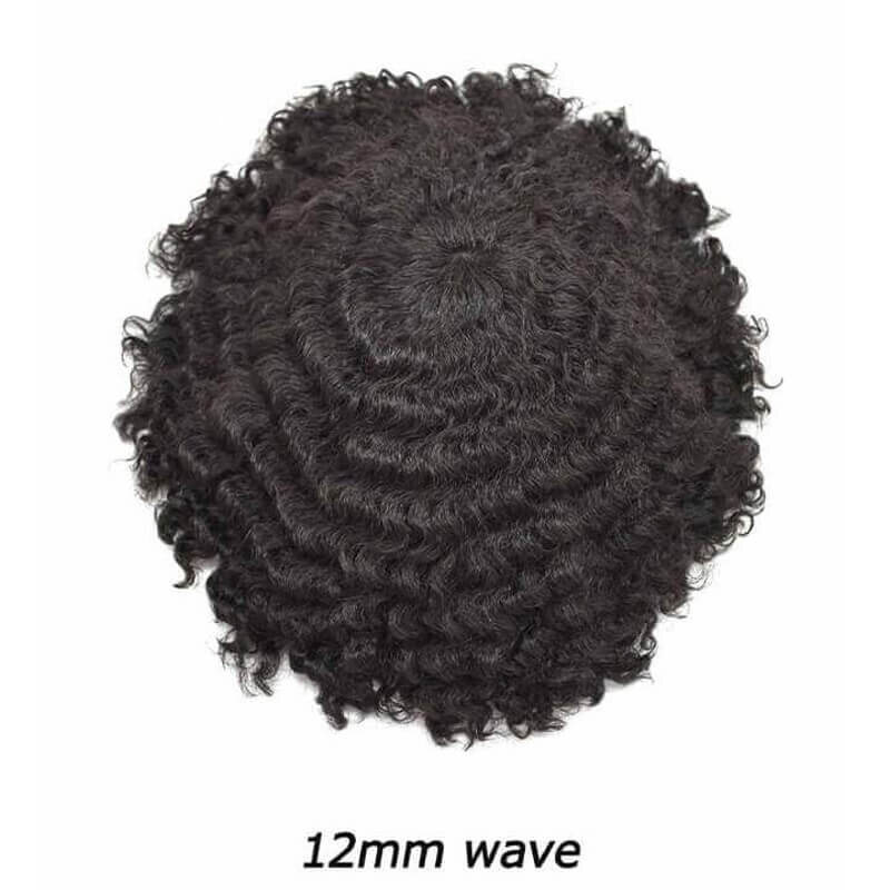 Men Toupee Hair Capillary Prosthesis Men's Wigs Male Replacement System Wave Durable Mono PU 100% Human Hair Wig For Afro Men