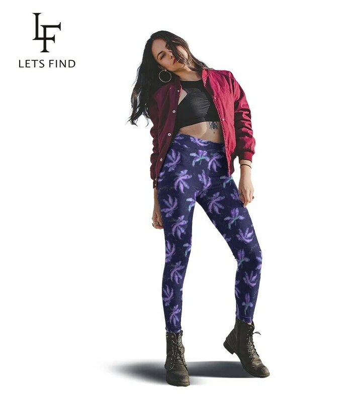 LETSFIND – Legging en Spandex pour femme, pantalon en soie et lait imprimé, taille haute, confortable et décontracté