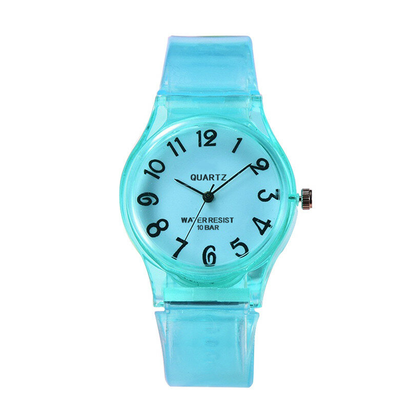WOKAI-Relógio de quartzo de geléia de silicone casual para mulheres, lindo relógio de estudante, transparente, ambiental