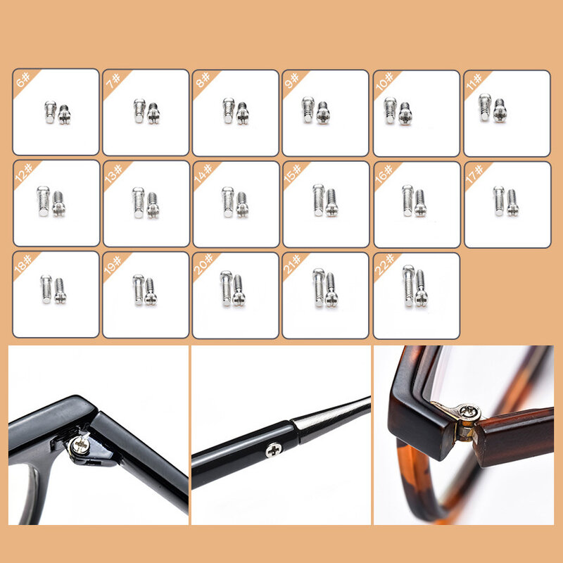 Kit De Reparação De Óculos Com Parafusos, Pinças, Chave De Fenda, Mini Parafusos Porcas Variedade, Reparação De Óculos, Almofadas De Nariz