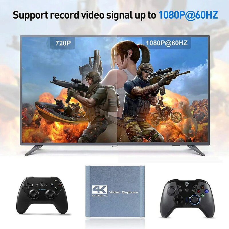 1080P Recording Box 4K Video Capture Card with Loop Out USB 3.0 Video Recorder for PS4 Xbox Switch PC Game Camera Live Streaming