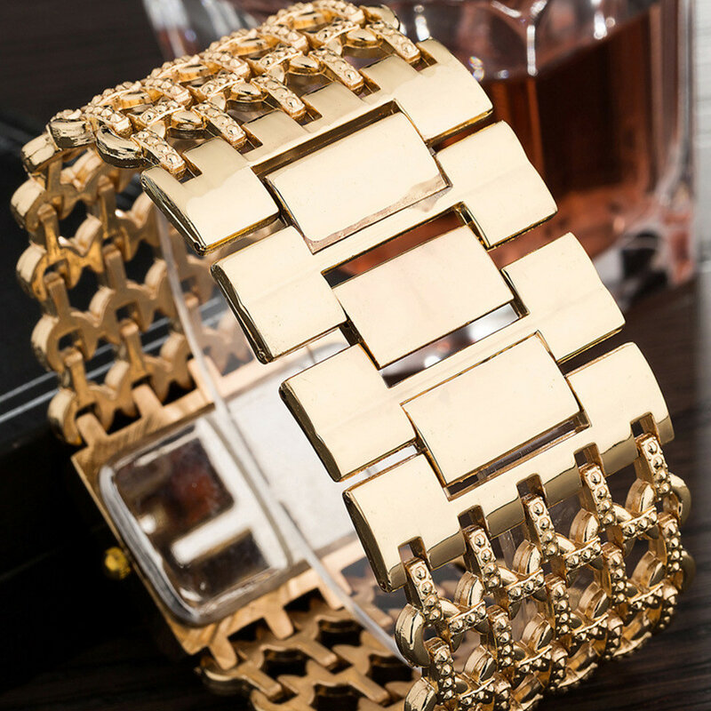 UTHAI-Relógio de quartzo quadrado de diamante feminino, relógio feminino, bracelete de aço inoxidável dourado, leve, luxo, novo, W29