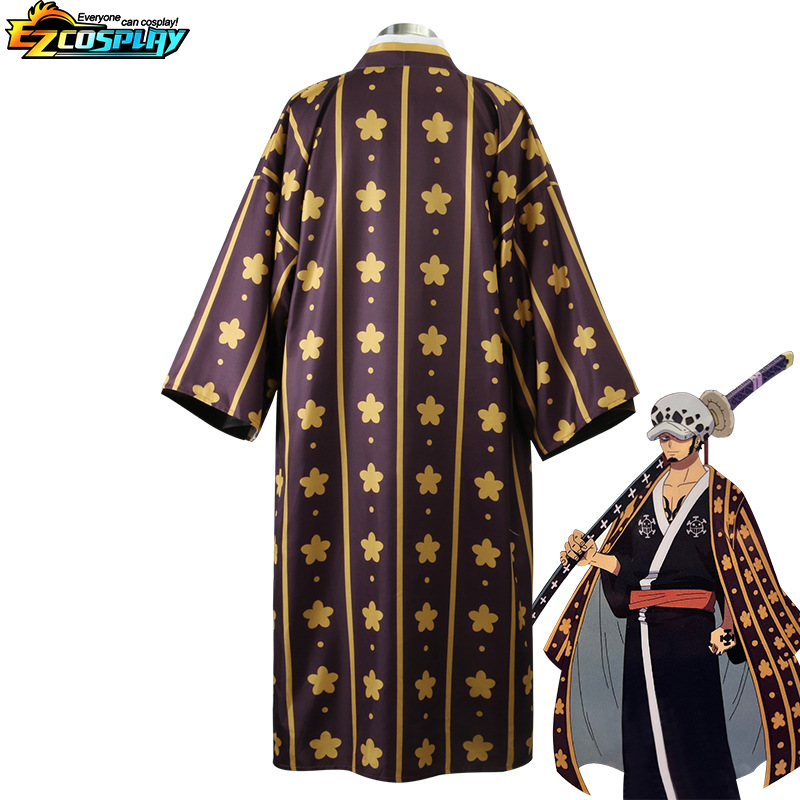 Trafalgar Law Cosplay Kostuum Anime Eendelig Wano Country Law Kimono Uniform Volledige Set Halloween Carnaval Feestpak