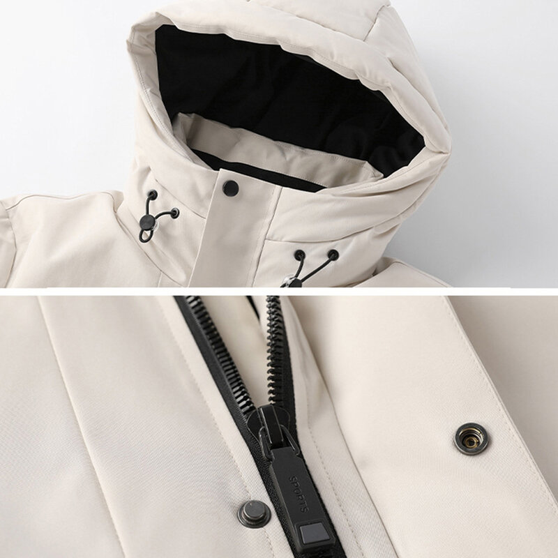7XL Plus rozmiar puchowa kurtka męska zimowa ciepła grube kurtki wodoodporna odzież ładunkowa kurtka pikowana zimowa płaszcz puchowy z kapturem męska