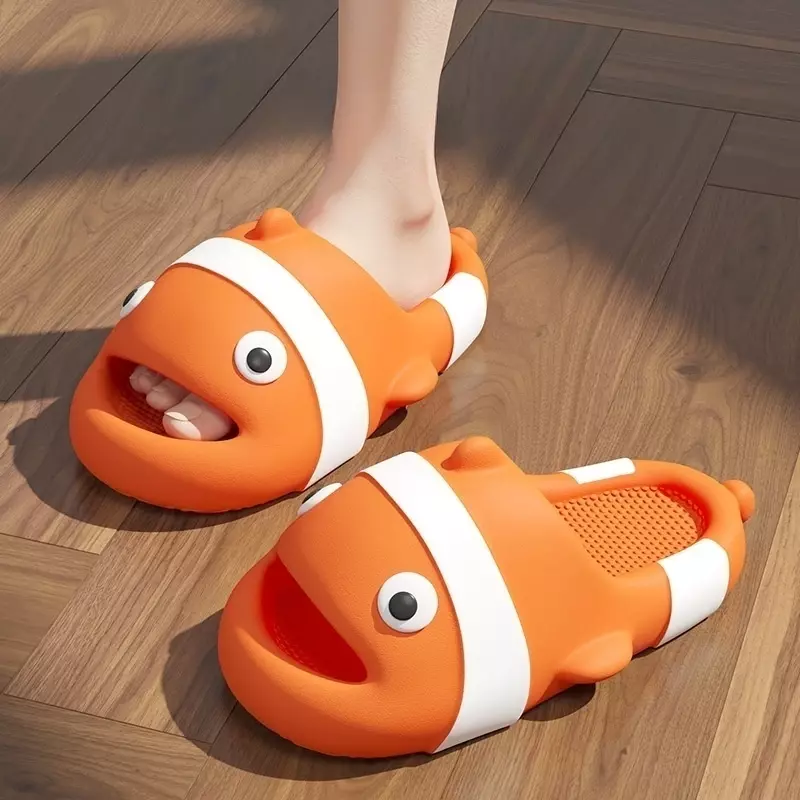 2023 New Summer Women Clownfish Slippers Men Indoor Slides Couples Cute Cartoon Sandals Kids Outdoor Beach Anti-skid Flip Flops