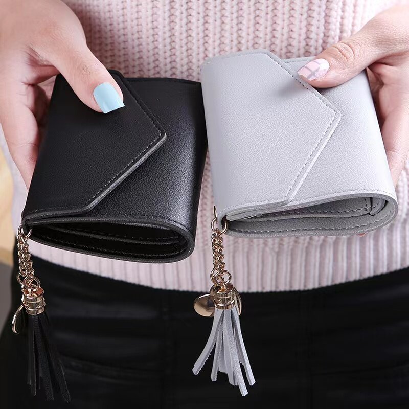 Luxury Girls Women's Mini Tassel Pendant Wallet Card Holder Fresh Red Black Pink Coin Purse Wallets for Women Purse
