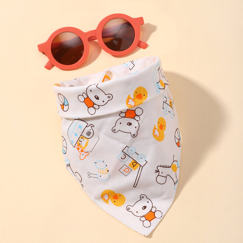 مجموعة نظارات شمسية مريلة لطيفة لحديثي الولادة ، باندا ، نظارات حماية من الشمس في الهواء الطلق ، مرايل لعاب التغذية ، هدية إكسسوارات للأطفال