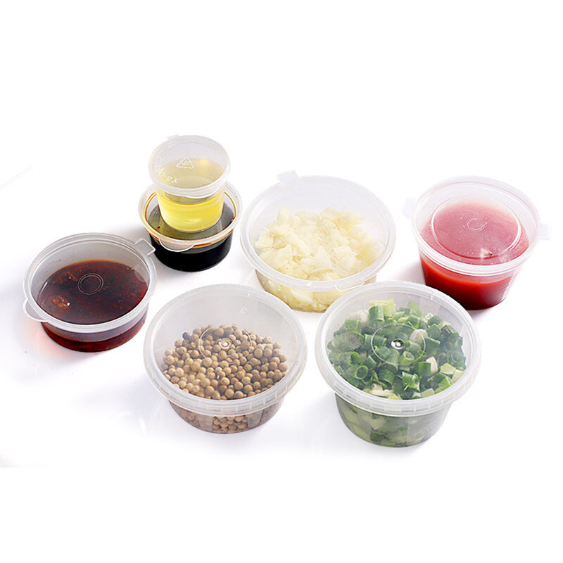 1Pc Wholesale Clear Food Small Sauce Containers Package Box&Lid Portable Disposable Portable Plastic Cups Transparent