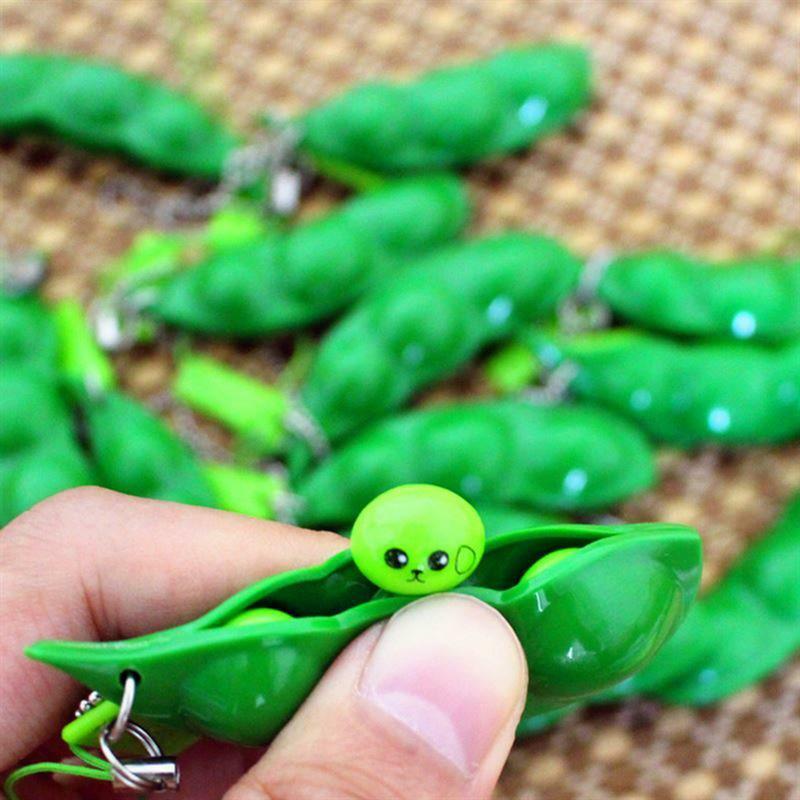 Peapod Fidget Toy Squeeze A Bean Edamame Pea portachiavi portachiavi estrusione Bean Pea soia Antistress giocattoli