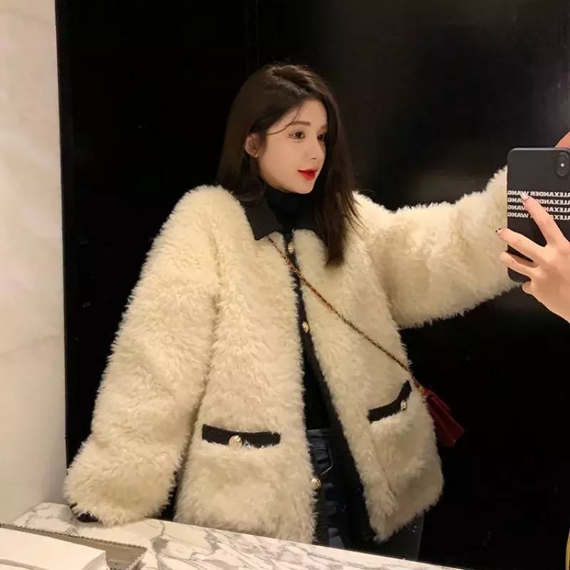 Parka Vrouwen Zoete Ontwerp Zakken Losse Warm Eenvoudige Mode Alle-Match Koreaanse Stijl Leisure Winter Thicken Dagelijkse Dames Panelled