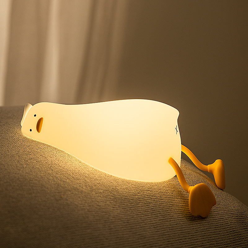 LED ليلة مصباح لطيف بطة الكرتون سيليكون ضوء النوم USB قابلة للشحن اللمس الاستشعار توقيت غرفة نوم السرير مصباح للطفل هدية