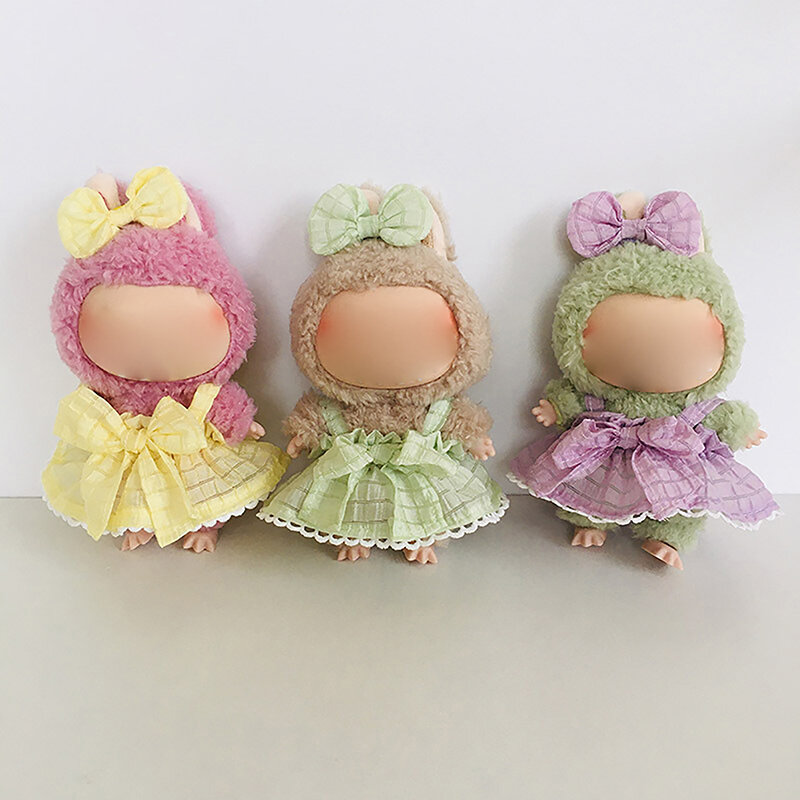 Labubu Doll Clothes com Mini Pingente Esmalte, 17cm, Saia Suspensa, Clipe de Cabelo, Acessórios Bonitos, Roupas para Menina, Presente