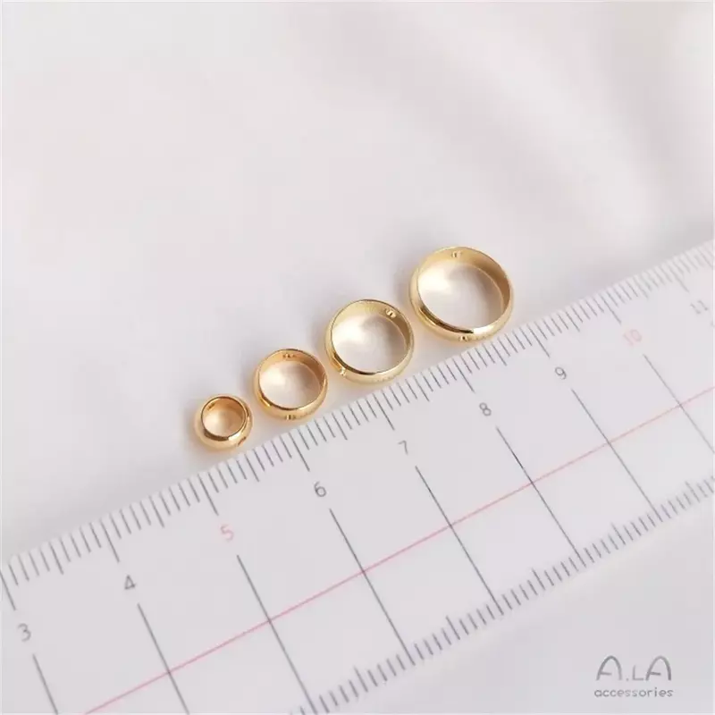 Ensemble d'anneaux de perles circulaires plaqués or 14 carats, chaîne de bricolage faite à la main, accessoires de bracelet, perle séparée, matériel