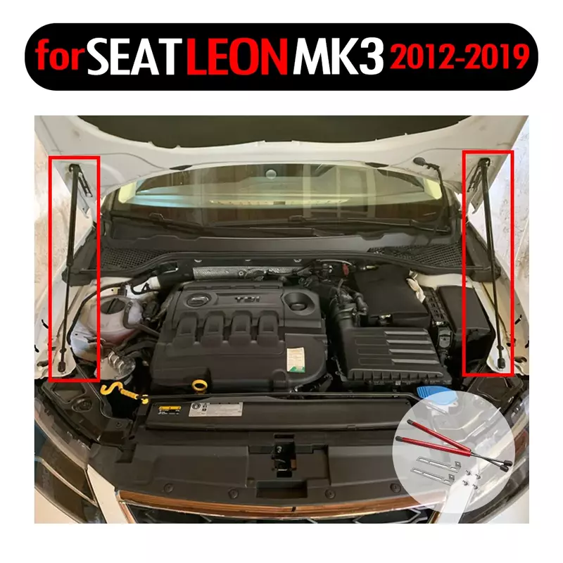 Стойки для капота для SEAT Leon MK3 5F 2012-2020, подъемники поддерживают переднюю крышку капота, модифицирующие газовые демпферы, пружинные удары, без сверления