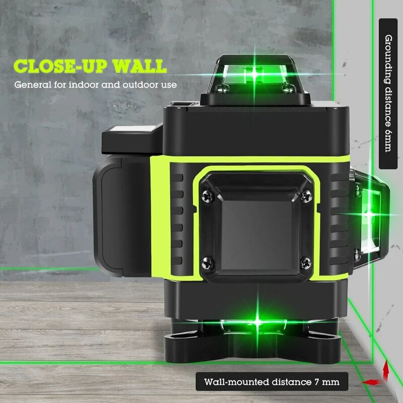 HILDA Laser 16/12 garis hijau, garis Laser SelfLeveling 360 horisontal dan vertikal Super kuat sinar hijau