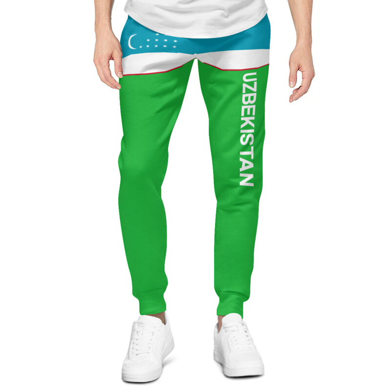Męskie spodnie dresowe flaga Uzbekistanu spodnie z kieszeniami biegaczy piłki nożnej wielofunkcyjny sportowy pot ze sznurkiem