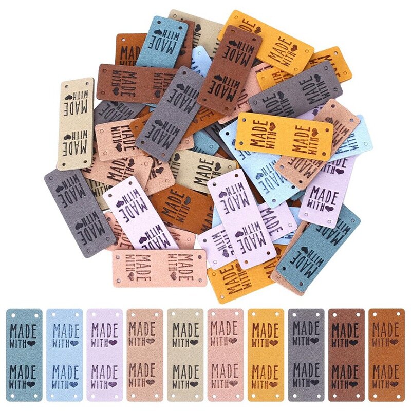 Etichetta in pelle PU da 50 pezzi etichetta fatta a mano etichetta in ecopelle etichetta in rilievo abbellimento in maglia accessori per parti di ricambio fai da te