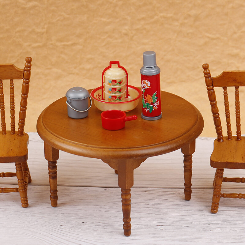 Cadeau de mariage chinois Miniature Vintage 8 pièces/ensemble, boîte rouge, bouteille d'eau, bassin d'eau, seau, modèle jouets de décoration