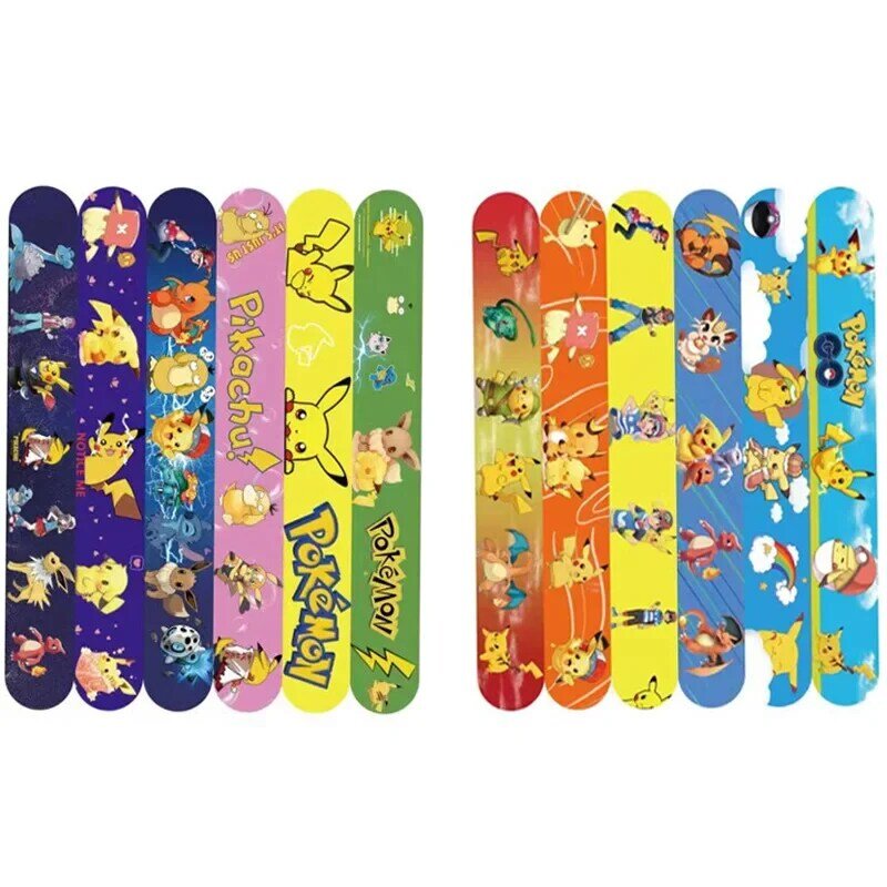 Pokemon Pikachu Snap Bracelets Figurine Anime Wristband Child Pocket Slap Band Puzzle Toys for Decorate The Party Birthday Gifts