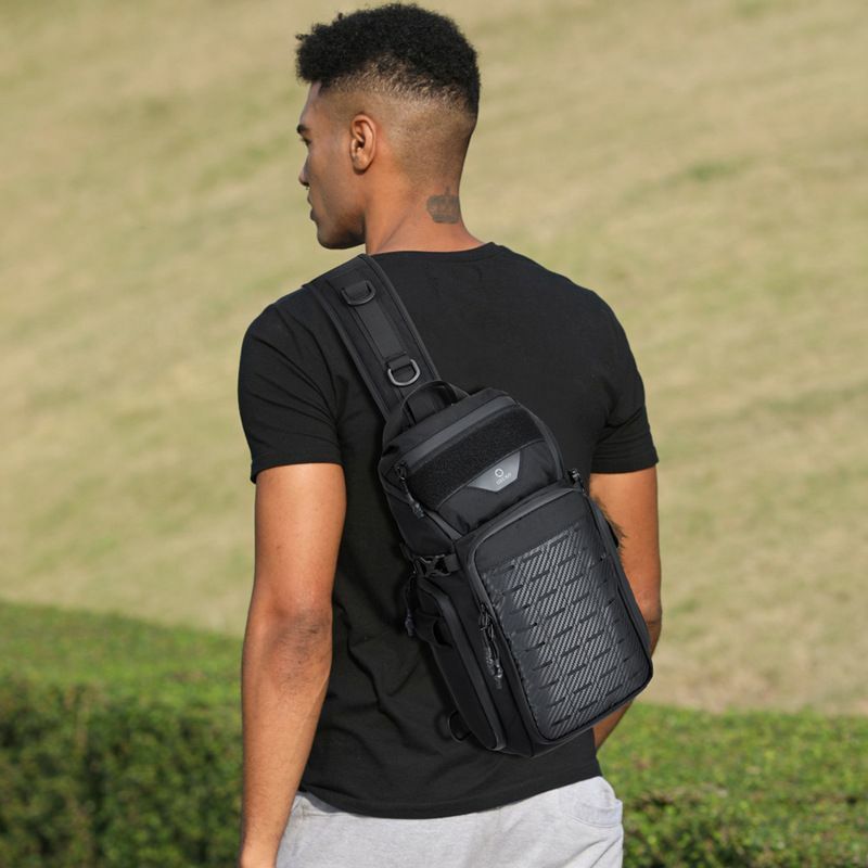 OZUKO-Impermeável Tático Crossbody Sling Bags para Homens, Multifuncional Peito Bag, Ombro Messenger Bag, Esportes ao ar livre, Viagem, Masculino
