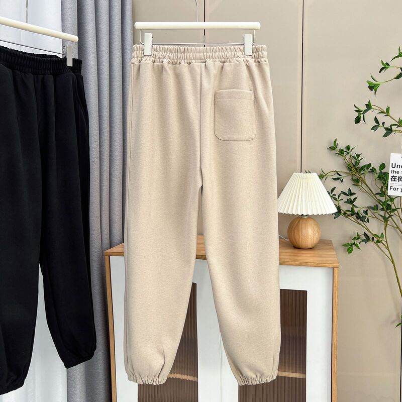 Осенне-зимние простые шерстяные спортивные брюки до щиколотки весом 100 кг женские толстые теплые повседневные брюки 1398