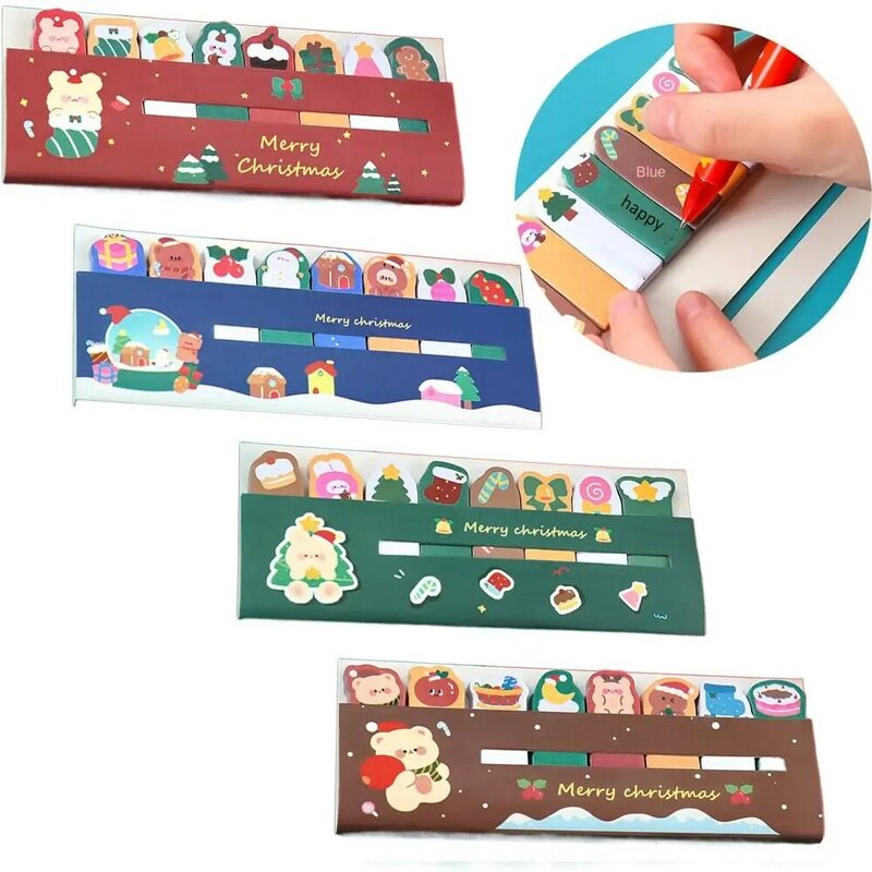 120 Sheets Christmas Sticky Notes Notepad Cute Christmas Memo Pad Index Planner Sticker Stationery Bookmarks Students