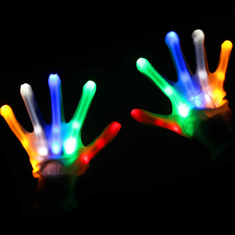 12Style Halloween Flashing Gloves Stretchy Breathable Birthday Party Christmas Cosplay Concert Wedding Carnival Dance Hand Decor