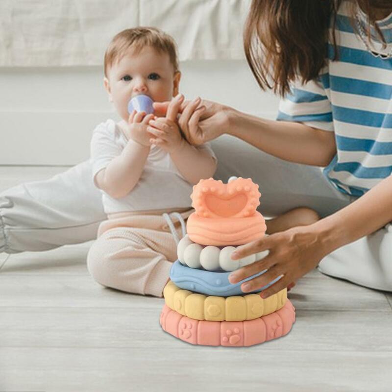 Puzzle giocattolo per lo sviluppo neonati giocattoli impilabili in rilievo colorati per neonati bambini piccoli che promuovono lo sviluppo per i neonati