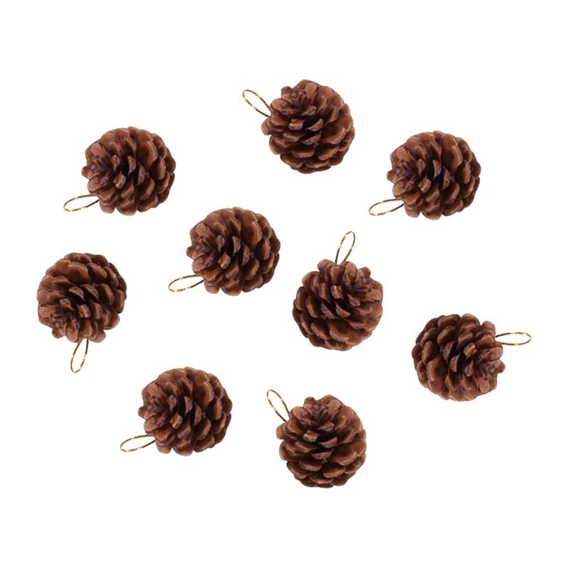 9x Christmas Pine Cones Pendant DIY Crafts for Outdoor Party Favors Gift Tag