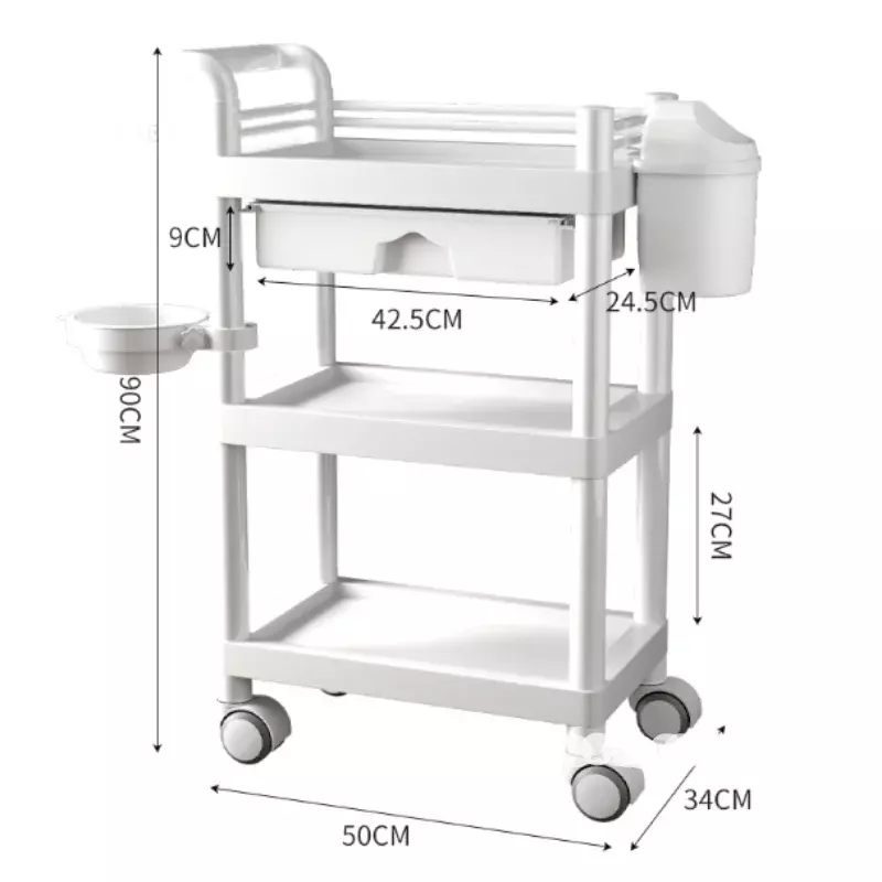 Beauty Salon Special Trolley Three-layer Tool Trolley Skin Management Beauty Cart Mobile Plastic Instrument Hand Push Tools Cart