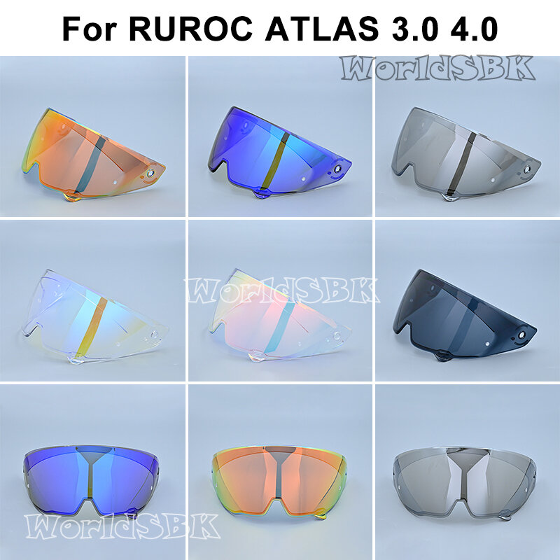Visière de casque de moto avec placage de lunettes, lentille de remplacement, argent et rouge, Atlas 4.0, RUROC ATTol3.0 4.0