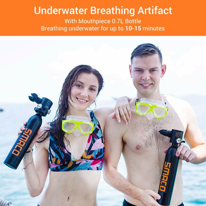 SMACO 0.7L Mini Scuba Tank Diving Oxygen Cylinder 10-15 Mins Capability  Scuba Diving Tank Oxygen Cylinder Underwater Breathing