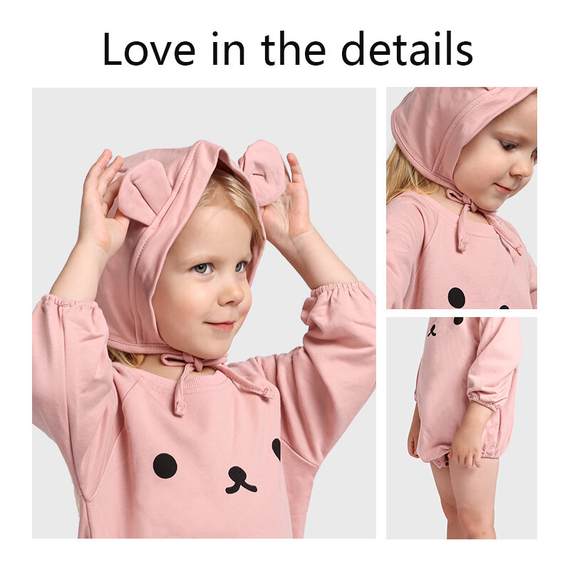 Modamama Newborn Infant Baby Clothes Spring Autumn Cute Cartoon Romper Sets Long Sleeve Bodysuits Outfits With Hats
