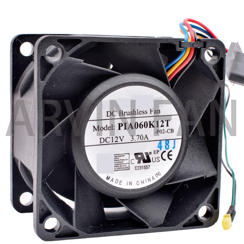 PIA060K12T 6cm 60mm Fan 60x60x38mm DC12V 3.70A Super Large Air Volume Cooling Fan For Server Chassis Or Retrofit