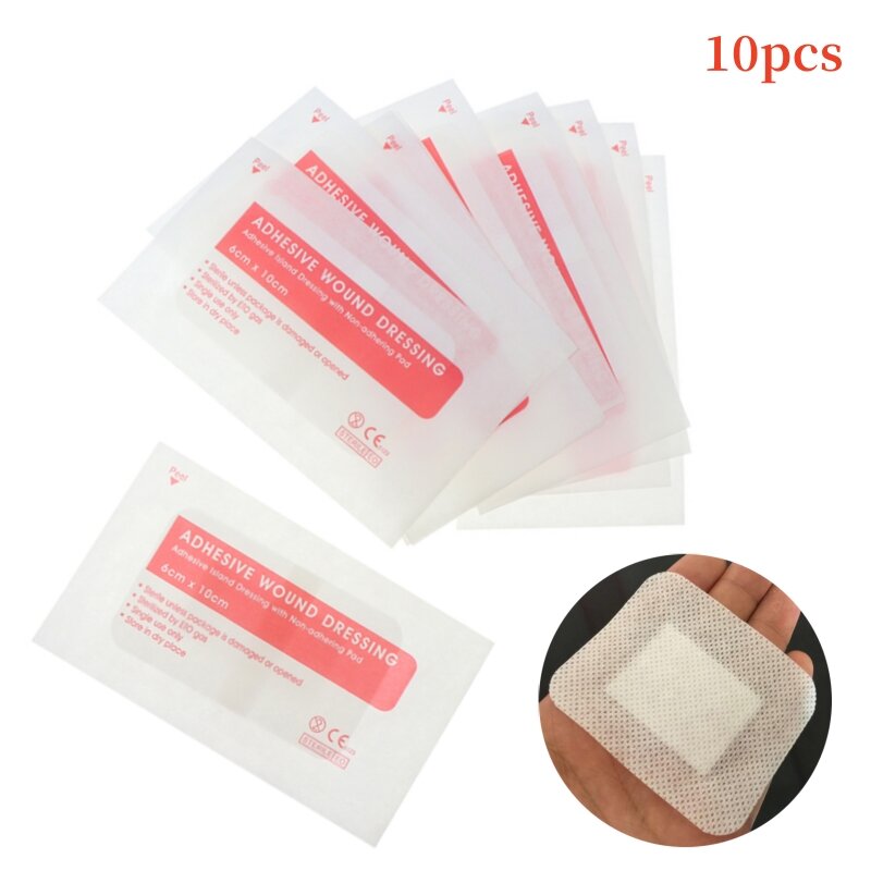10Pcs 6*10cm Bands Wound Dressing Band Adhesive Plaster Breathable Bandage-Aids Supplies