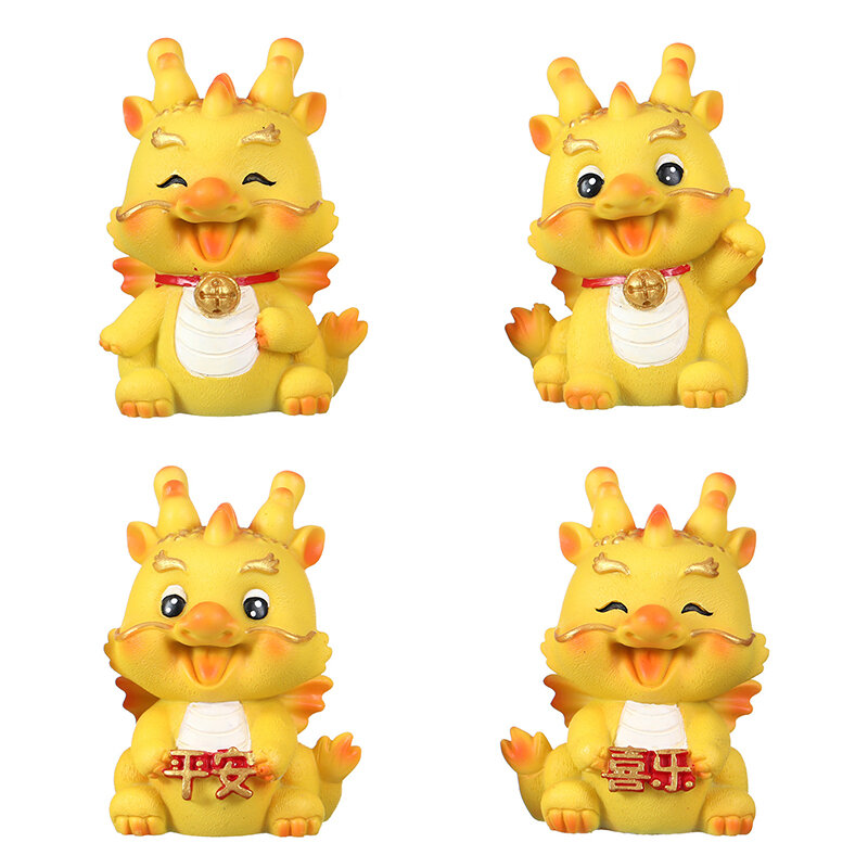 Estatuilla de Mini dragón del zodiaco chino, estatua de resina, adornos de escritorio para el hogar, regalo, decoración del salpicadero del coche, 2024 años