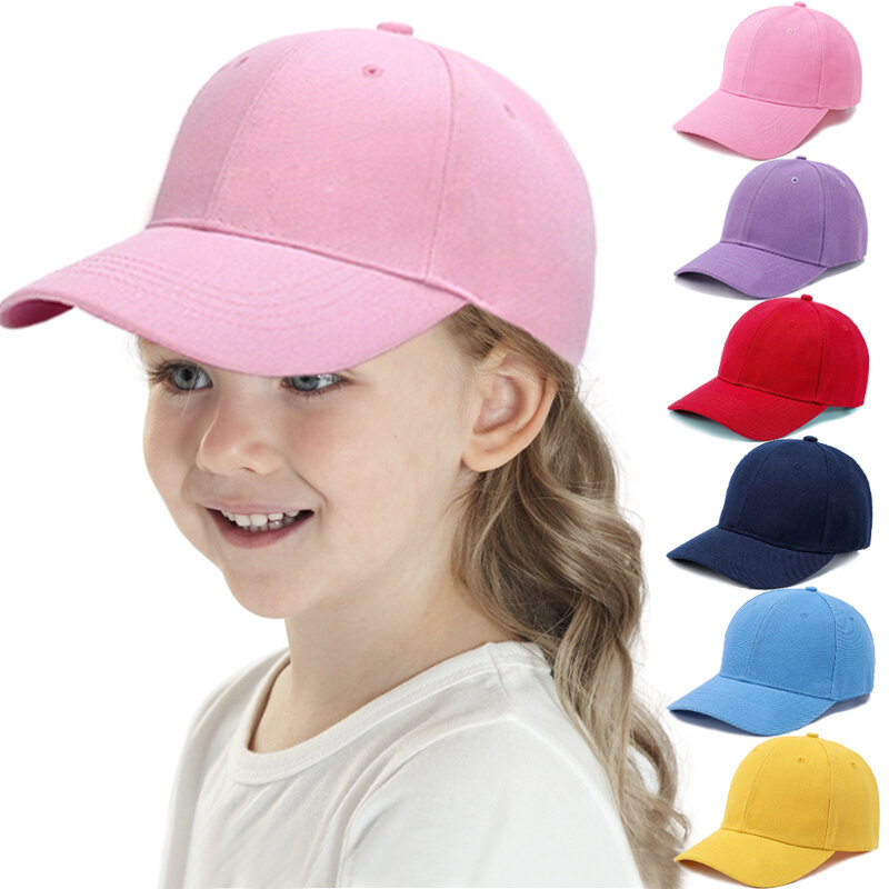 Topi Baseball anak-anak, topi pelindung matahari warna permen, dapat disesuaikan, topi Baseball musim panas untuk bayi